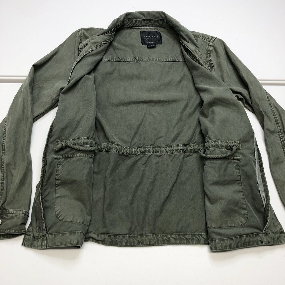 Sanctuary Liberty Military Jacket In Army Green Snap Front Field Utility Sz S - Picture 9 of 10